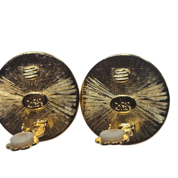 Women's Joan Rivers Chunky Cabochon Clip On Earrings One Size Orange White - Picture 4 of 7